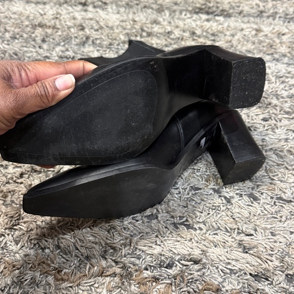 Zara Elegant Black Leather Ankle Boots sz 10/41 - Picture 8 of 9